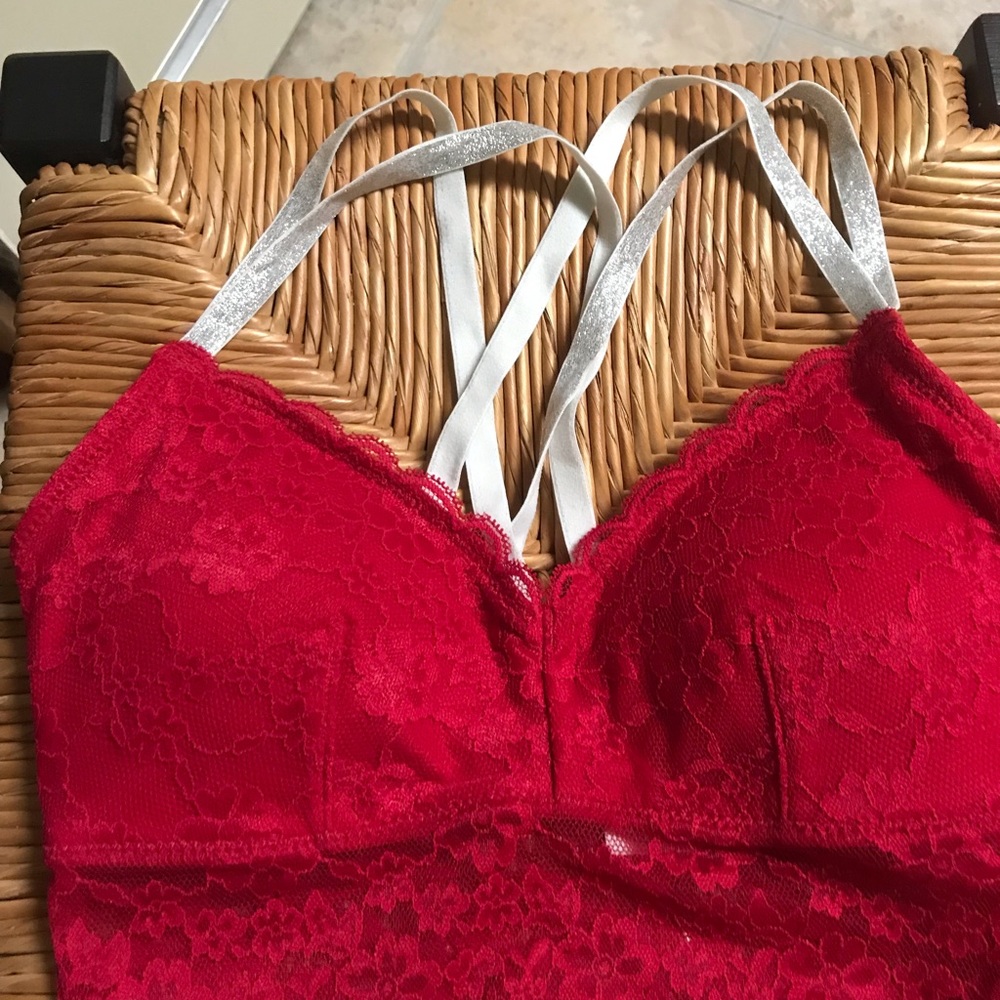 Gilly Hicks red and silver bralette